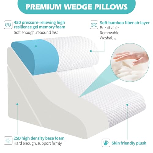 Simpledad 11DP-3PWP.GW005 Wedge Pillow For Sleeping, Orthopedic Bed Wedge Pillow Set thumb #4