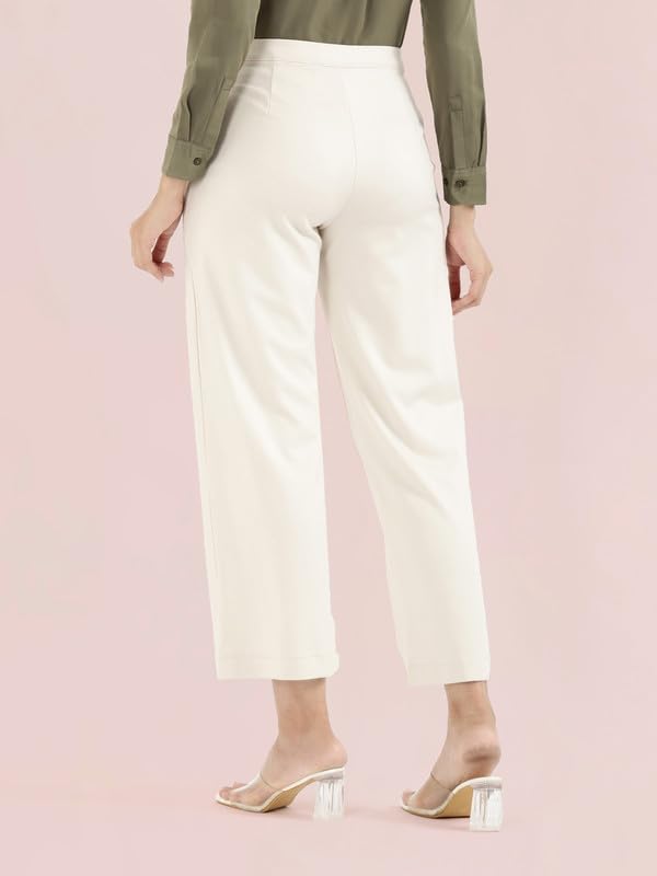 Image of GO COLORS Stretch Rayon Blend Ponte Wide Pants Full Length for Women| Breathable, High Rise