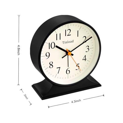 Image of 4.5 inchRetro Analog Alarm Clock,Vintage decor , Super Silent Non Ticking Small Clock with Manual Light, Snooze, Battery Operated, for Bedroom, Living Room, Office,Nightstand, Bedside, Desk ,Table(Black)