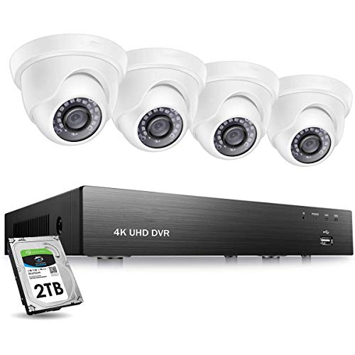 Ultra HD 4K Außen Dome Video Überwachungskamera System Mit 2TB Festplatte, 8CH H.265+ 4K (8MP) DVR Recorder Mit 4 UHD 4K Sicherheitskamera Set,