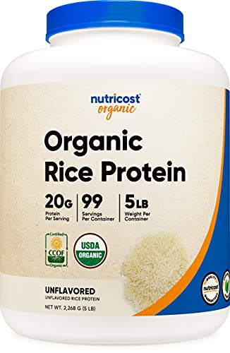 Nutricost Organic Rice Protein Powder 5lbs (Unflavored) - Certified USDA Organic, 20G of Rice Protein Per Serv, Non-GMO