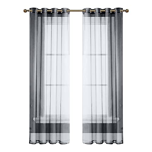 Cortinas impermeables para exteriores para patio, jardín, cortina divisora de gasa transparente para sala de estar, color gris, 132 x 183 cm
