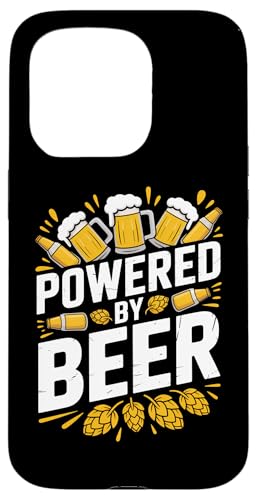 Powered by Beer Hops Tazas Botellas Diversión Carcasa para iPhone 15 Pro