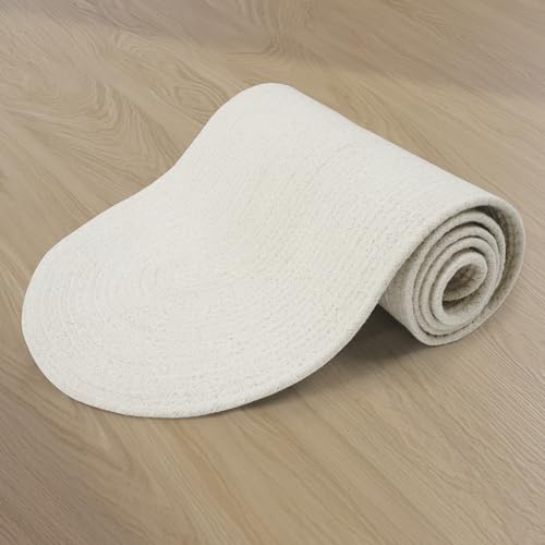 Image of Encasa XO Table Runner for 4 Seater | Handmade Ribbed Style Cotton | 30x137 cm | Off White | for Dining & Center Table
