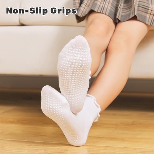 6 Pairs Toddler Ruffle Socks for Girls - Baby Grip Socks with Non-Slip, Cute Grippy Frilly Design2