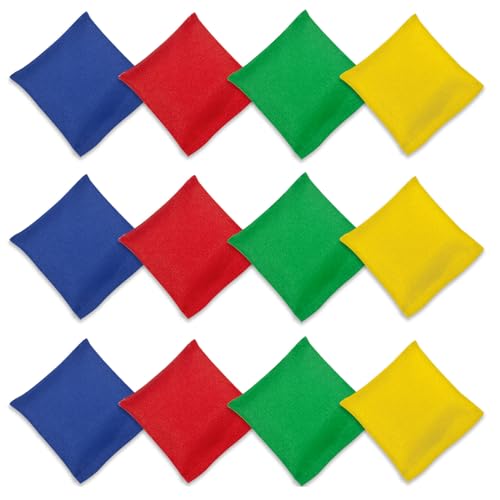 Flintronic Cornhole Säckchen, 12 Stück Sitzsäcke Werfen, 10 x 10cm, Spaßiges Sportspiel Bean Bag, Toss Game Bunte Sitzsack, für Partyspiele, Outdoor Spiel für Jungen und Mädchen