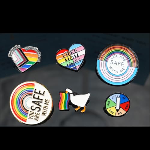 Image of Proudly Wearing, Love and Equality Brooch: 6 Unique LGBT Rainbow Flag Brooch Set, Fashion Accessories for Gay Parades and Parties, Vibrant Gifts on Clothes and Backpacks, Colorful Equality Fashion Manifesto