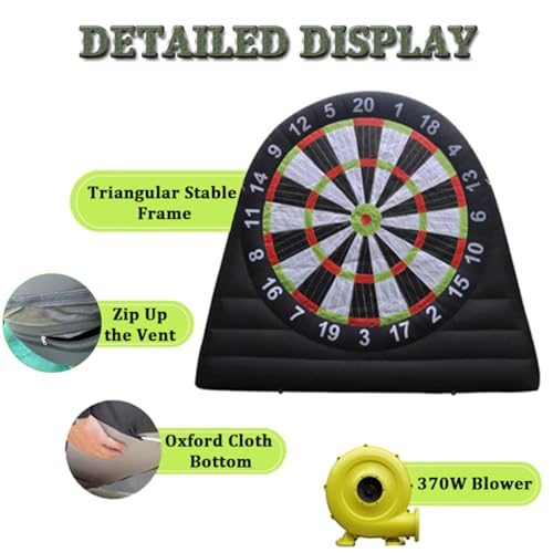 Quixnova Aufblasbares Outdoor-Fußball-Dartboard, Kick-Dart-Board mit 8 Fußbällen und 370-W-Gebläse, 10 Fuß hohes riesiges Outdoor-Fußball-Dartboard, Sportspiel – Bild 4