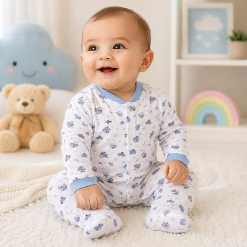 Image of DADDY - G 100% Cotton Baby Rompers Pack of 3 | Newborn Baby Sleepsuit | Full Sleeve Jumpsuit | Baby Night Suit | Infant Bodysuit for Boys & Girls | Soft Breathable Clothing