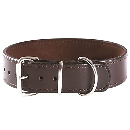 Collares para Perros de Piel Auténtica Premium, Extra Enchos, Gruesos, Grandes, Ajustables, Resistentes, para Perros de...