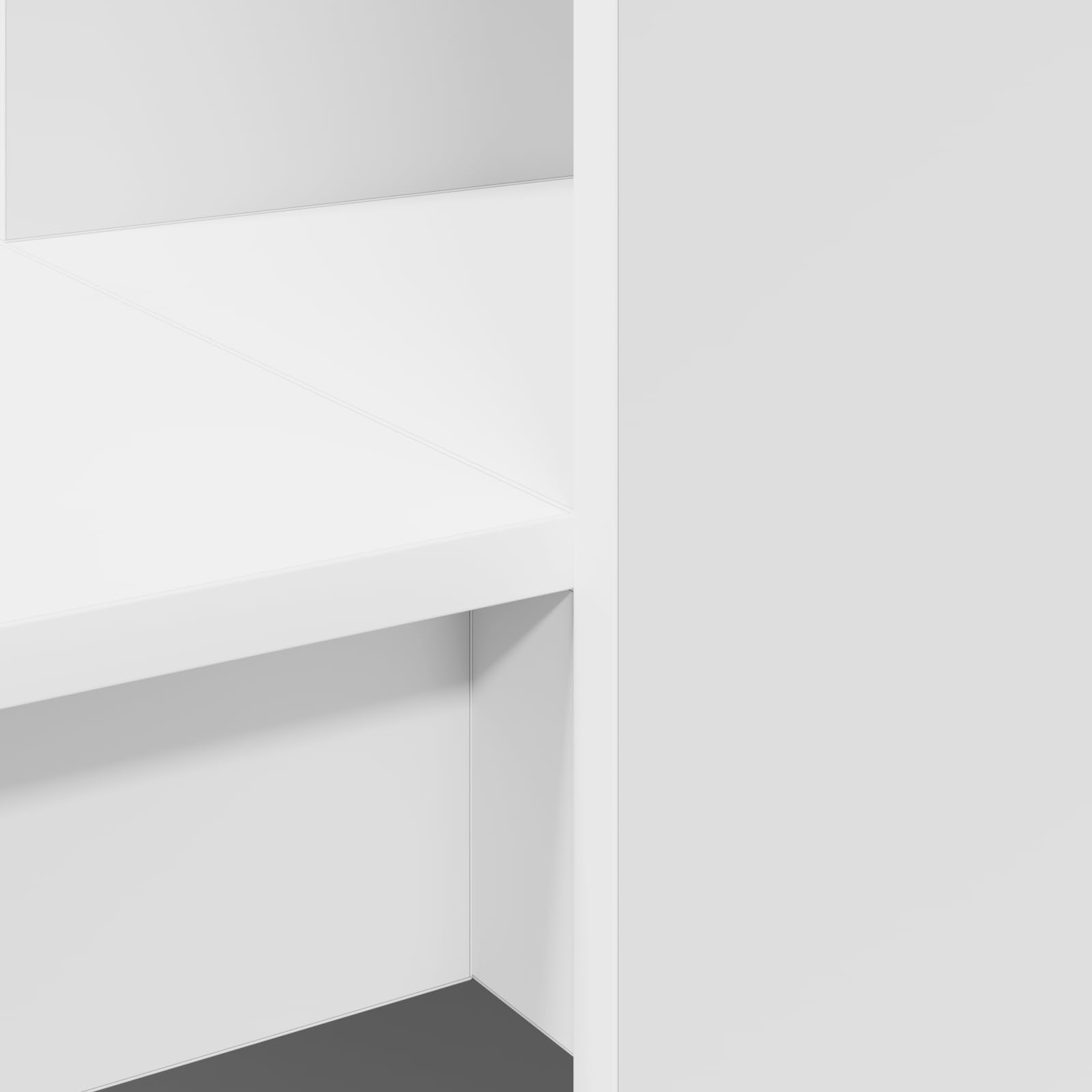 Schreibtisch mit Regal Weiß 122 x 67 x 145 cm Holzwerkstoff, moderner Schreibtisch mit Fächern und viel Stauraum für Büromaterialien, langlebige Glatte Oberfläche, einfache Montage