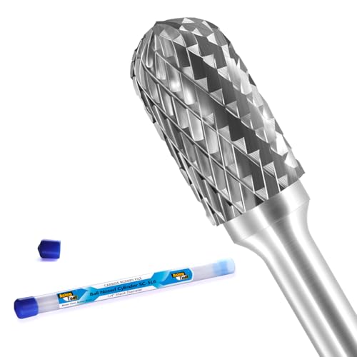 Image of SC-5L6 Tungsten Carbide Burr Lengthened Rotary File Cylindrical Shape with Radius End Double Cut with 1 /4 inch Shank for Die Grinder Drill Bit and 1 /2 inch Inch Diameter of Cutter 1 inch Inch Cutter Length