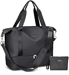 Weekend Bags for Women, Welltop 36L Hospital Bag, Travel Duffel Bag, Dry Wet Separated Overnight Bag, Waterproof Gym Bag, Foldable Carry On Bag, Sport Bag with Shoe Pouch & Toiletry Bag