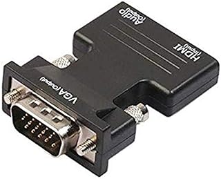 Davitu Electrical Equipments Supplies - Portable Mini Hdmi to Vga with Audio Power Hdmi to Vga Adapter Converter 1080P Converter Ultra-Small - (Color: Black)