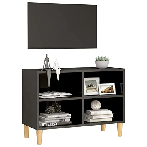 Tidyard Mesa TV,Mueble TV Salon,Mueble Television,Mesa Television,Mesa de Salón de Estilo Moderno con Estantes de Gran Almacenaje, Muy Resistente,Gris Brillante 69,5x30x50 cm