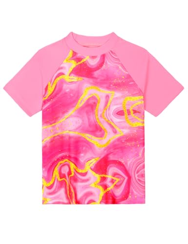 Girls Swimsuit Colorful Short Sleeve Bathing Suits UPF 50+ Rash Guard Set Two Piece Summer Swimwear3