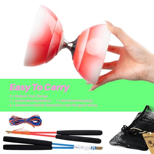 Image of MAGICYOYO Professional Diabolo Yoyo, Chinese Yoyo for Kids 8-12 & Adults, Professional Juggling Diabolo Toy with Sticks & String, Beginner to Advanced Circus Diablo Set for Outdoor Play (Red White)