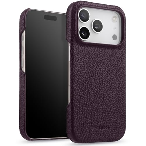 Coque en Cuir Véritable iPhone 17 Air MagSafe Housse Premium Violette Élégan