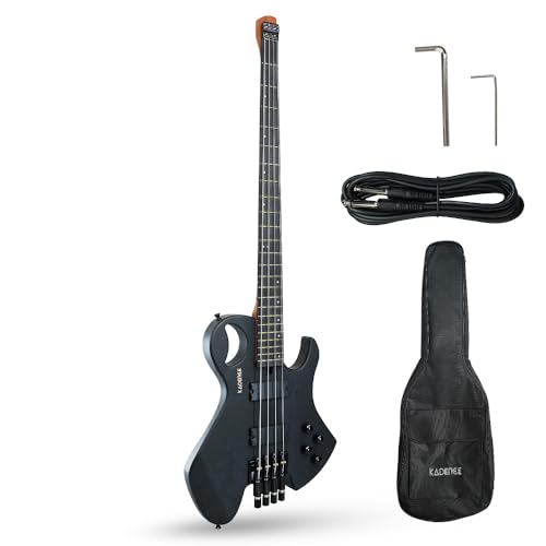 Image of Kadence EBHL01BK Chronicle 46.5 inch Electric Bass Guitar | P Style | Solid Ash Wood | Split-coil Pickup Setup | Gig Bag + Cable | Black