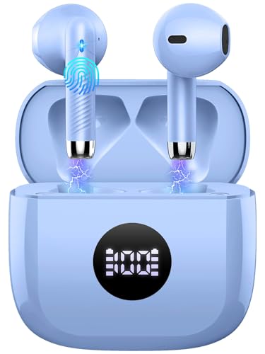 Image of Jxrev 2026 Bluetooth Headphones 5.4 HiFi Stereo, in-Ear Ear Buds with 4 ENC Noise Cancelling Mics, 40H Playtime Sport Ear Buds with Charging Case, IP7 Waterproof Earphones with LED Display