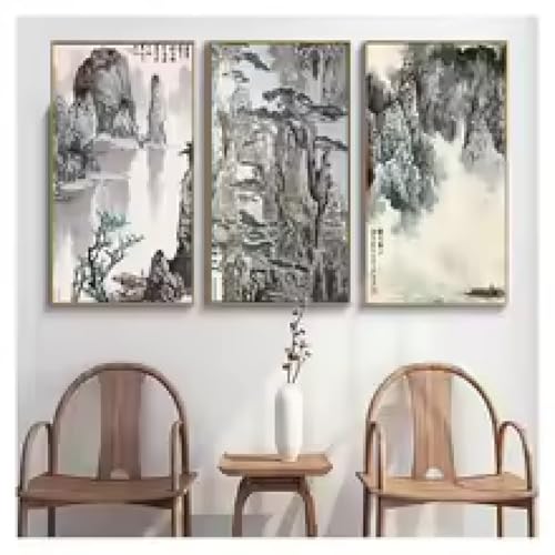 Peintures sur toile de paysages classiques à l'encre pour une décoration raffinée