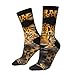 XZDWPY The deep-eyed leopard Unisex Mid-Calf Socks 3 Black Polyester Skin-Friendly Moisture-Wicking Fashionable Crew Socks