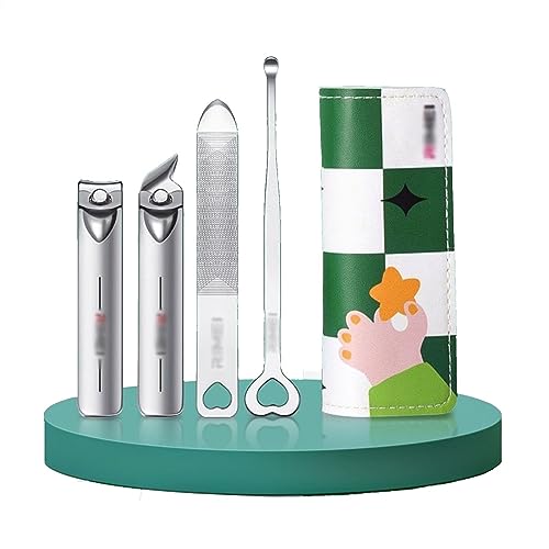 Juego de cortaúñas (4 piezas), kit de cuidado de uñas de acero inoxidable, kit de cortaúñas portátil para el hogar con exquisito estuche de viaje de tablero de ajedrez