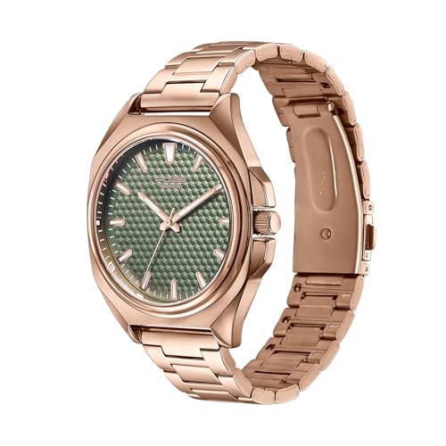 Image of Sonata Poze 7 Analog Green Dial Rose Gold Sheet Metal Strap Watch for Men - SP70091WM01W