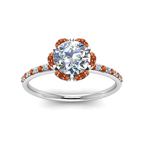 Image of 55Carat Choose Your Gemstone 6 Petal Ring Sterling Silver Round Shape Halo Engagement Rings Well Shaped for Any Gift Giving Occassion Modern Style Enchating Women US Size 4 to 12