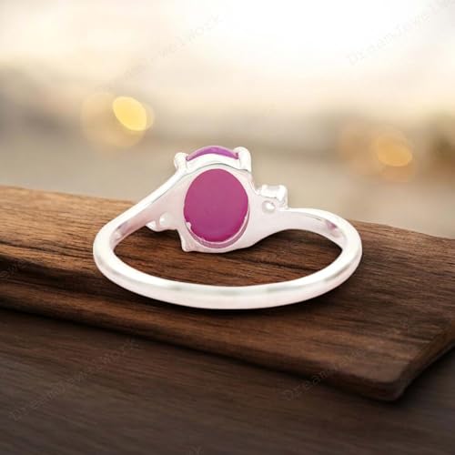 Oval Star Ruby Diamond Wedding Ring 14K Solid Gold Ring Lindy Star Ring Accent Diamond Statement Ring 6 Rays Star Gemstone Engagement Stackable Ring Jewelry3