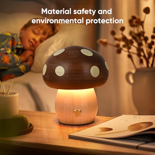 Moroommt Rechargeable Beech Wood Mushroom Night Light — view 3
