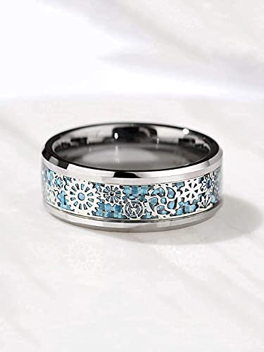 Image of MEENAZ Ring for Men Mens couples gents unisex Boys Boyfriend Friends Stainless Steel thumb Band Stylish proposal Couple blue Silver Platinum combo Valentine gifts Anniversary chain Finger RINGS 120
