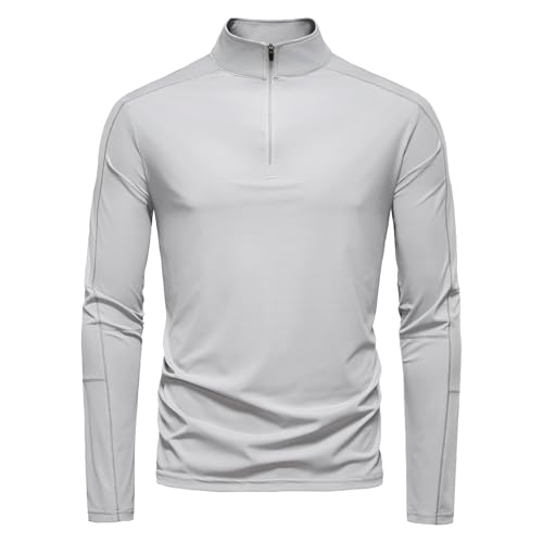 Generisch Camiseta de manga larga para hombre, protección UV, media cremallera, transpirable, ligera, de manga larga, que realza la figura, de secado rápido, cuello alto, para exteriores y uso diario