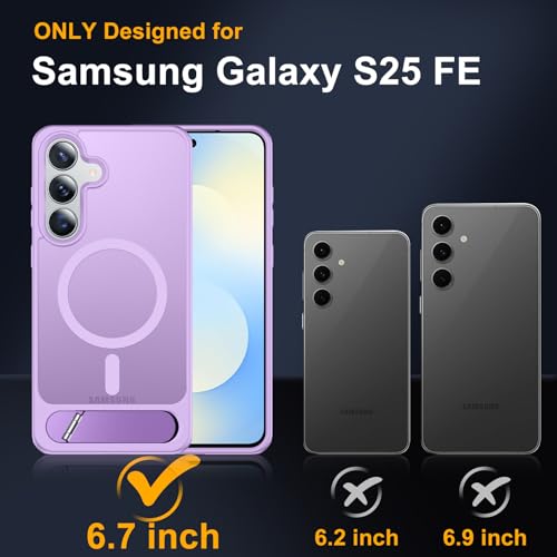 Image of SPIDERCASE Magnetic for Samsung Galaxy S25 FE Case, [3 Stand Ways][ Military Grade Drop Protection] with Invisible Stand Slim Phone Case for S25 FE 5G,Light Purple