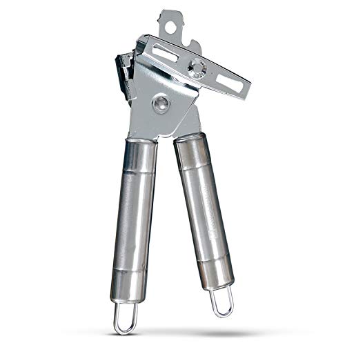 Royalford 3-in-1 Can Opener with Stainless Steel Tube Handle | Manual Tin Can Opener | Easy to Use Bottle Cap Opener Can Tin & Jar Opener All-in-1 | Easy Turn Knob and Ergonomic Soft Grips Handles