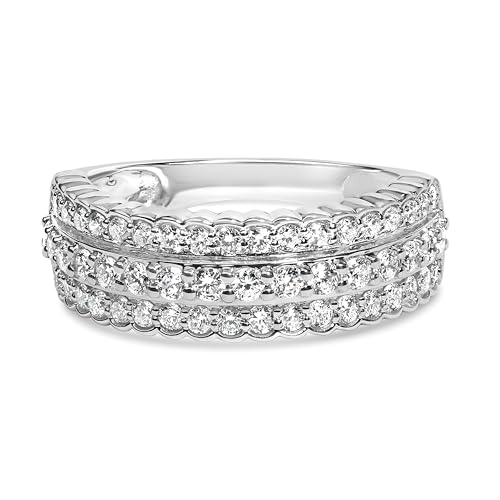 Haus of Brilliance .925 Sterling Silver 1.0 cttw Lab Grown Diamond 3 Row Band Ring (F-G Color, VS1-VS2 Clarity) - Ring Size 7