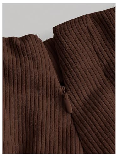 MakeMeChic Women's Plus Size 2 Piece Outfit Corduroy Sleeveless Button Down Crop Vest Blazer and Pleated Mini Skirt Set3