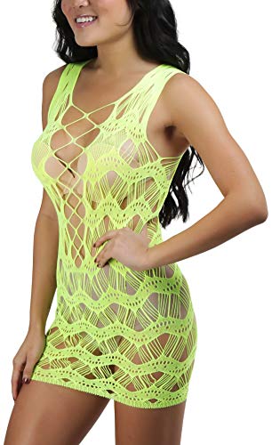 Image of ToBeInStyle Women's Stretch See Through Fishnet Novelty Mini Rave Party Dress