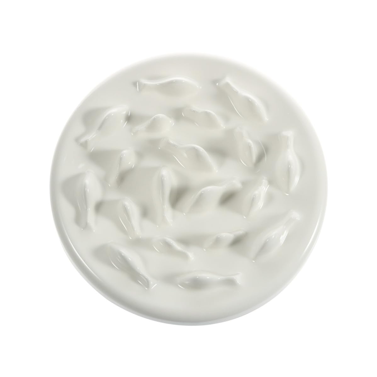 Gamelle en Céramique Blanche pour Chats et Chiens, Bol à Alimentation Lente Labyrinthe Anti-éclatement, Repas Amusant et Sain