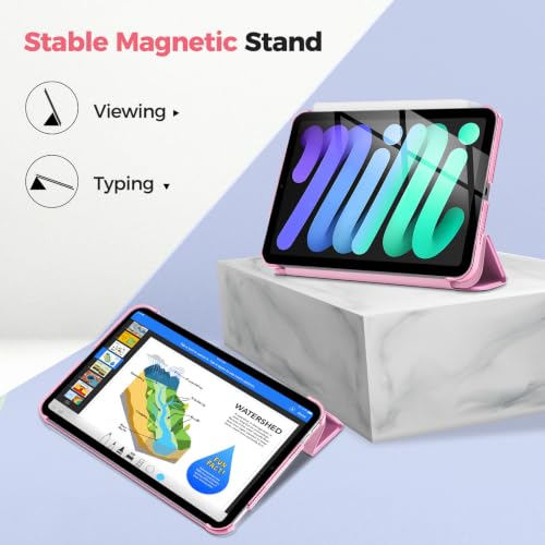 Image of ProCase Smart Case for iPad mini 7 A17 Pro 2024 /Mini 6 2021 8.3 inch -Peonypink