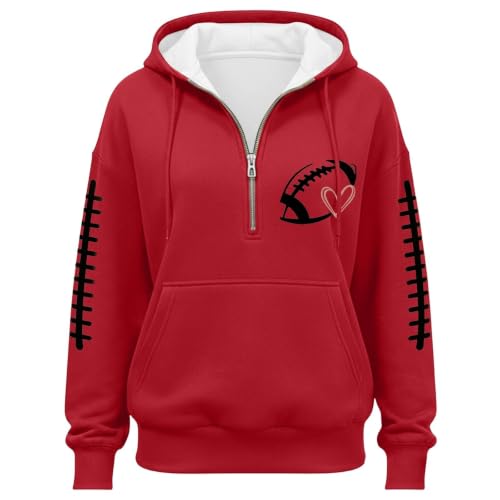 Quarter Zip Pullover Women Football Game Day Oversized Fleece Hoodies - image 4