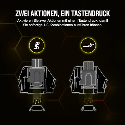 CORSAIR K70 MAX RGB Magnetisch-Mechanische Kabelgebundene Gaming-Tastatur - MGX Einstellbare Schalter, SOCD und Rapid Trigger, PBT Double-Shot-Tastenkappen, Schalldämpfung, 8000Hz, QWERTZ DE - Grau