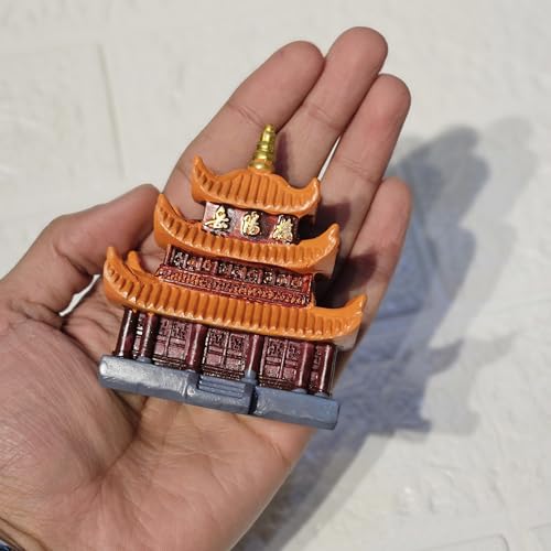 Image of Miniature Chinese Temple for Garden & Dollhouse Decor | Resin Feng Shui Pagoda Showpiece | Fairy Garden, Bonsai, Aquarium & Gifting Figurine