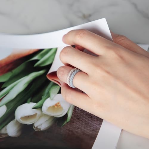 Egnaro Women's Bridal Rings Sets, Thin and Stackable Rubber Rings Women Wedding Bands - 2.5mm Width - 1.8mm Thick4