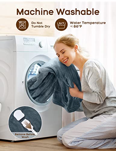 Wchiuoe Heated Blanket, 62"X84" 10 Heating Levels & 2-10H Auto Off Electric Blanket, Machine Washable Soft Flannel Fast Heating Throw Blanket For Bedroom Office Couch #TOP6