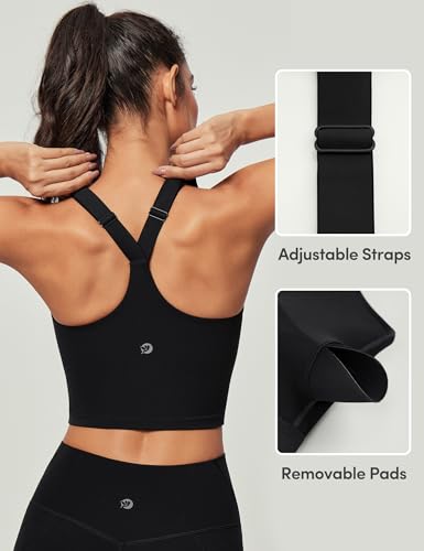 IUGA Buttery Adjustable Workout Tank Tops Woman with Built in Bra Y Back Longline Sports Bra Athletic V-Neck Crop Tops3