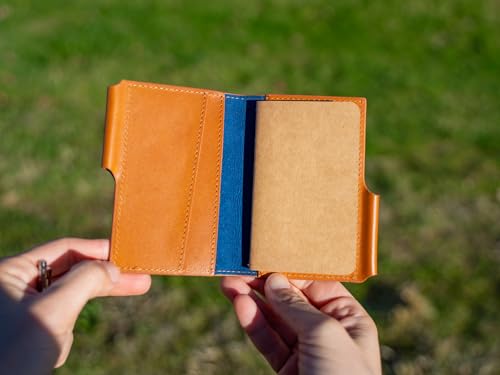 Extra Small Journal Wallet Leather Cover with Pockets Pen Holder ID holder and small pen4