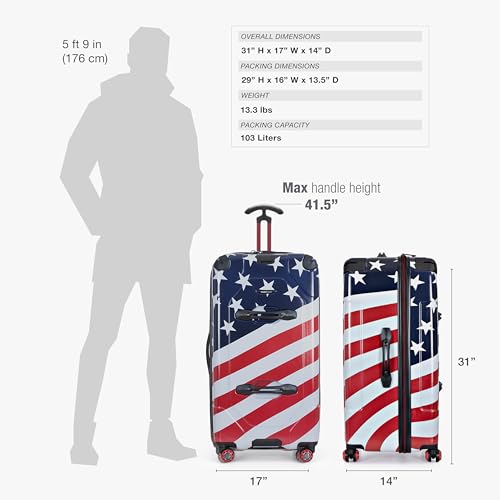 Image of Traveler's Choice Maxporter II Polycarbonate Hardside Trunk with Spinner Wheels, American Flag, 31-Inch Large Trunk