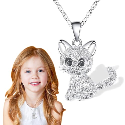 Kette Mädchen, Süße Katze Halskette für Mädchen, Katze...