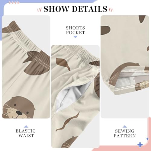 ZZXXB Otter Dancing Boys Long Pants Soft Trousers Elastic Waist Kids Lounge Bottoms with Pockets S-XL4